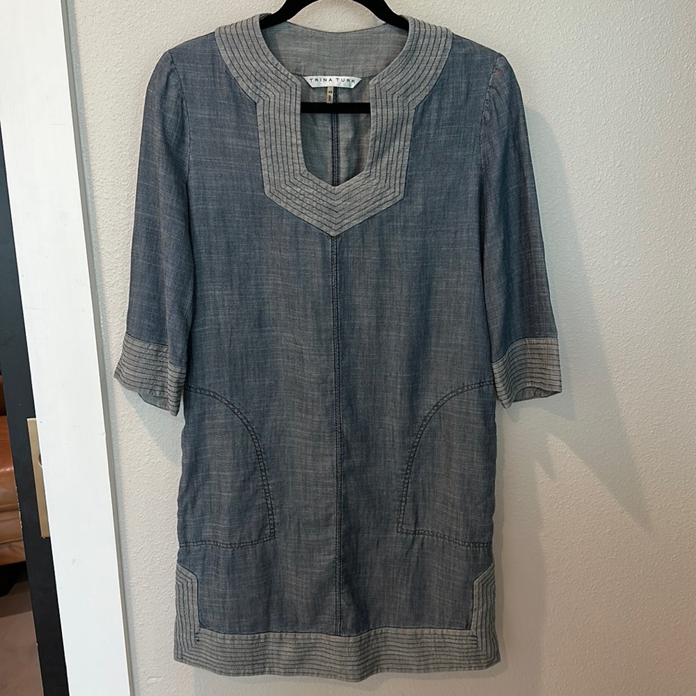 Trina Turk Linen Blend Shift Dress